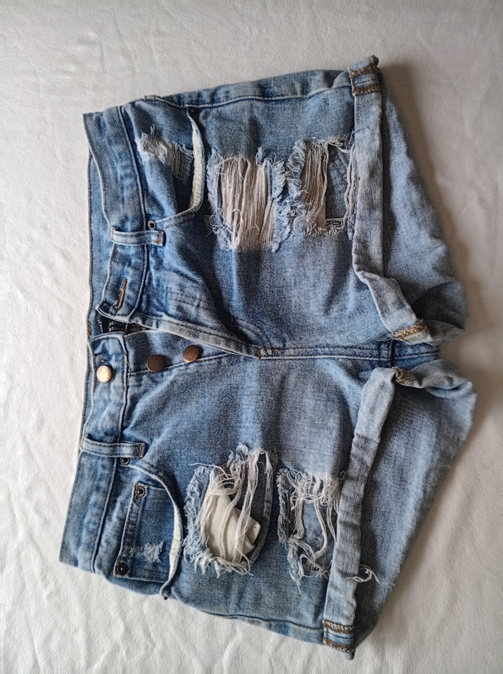 Forever 21 Light Blue Distressed Denim Jean Shorts